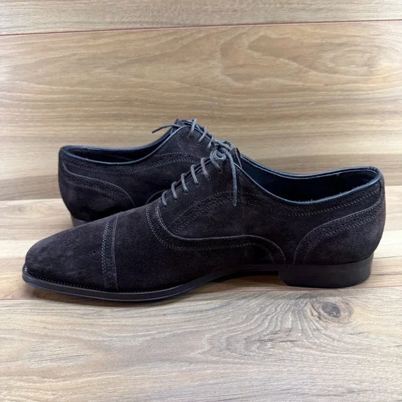 To Boot Adam Derrick Mens Dress Shoes Size 10.5 Dark Brown Suede Cap Toe - Picture 6 of 11